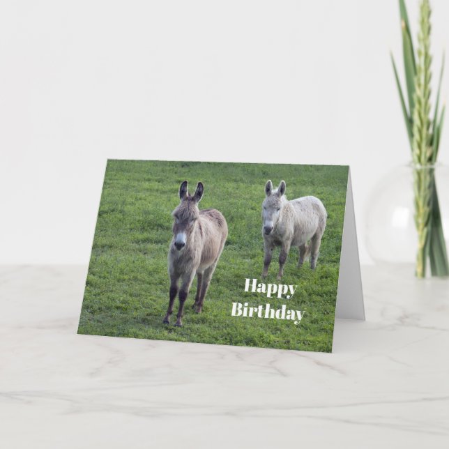 Tarjeta Donkey Brown Tan Animal Photo Birday (Anverso)