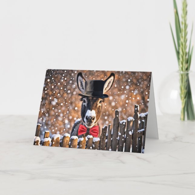 Tarjeta Donkey Seasons Greetings Christmas Holiday  (Anverso)