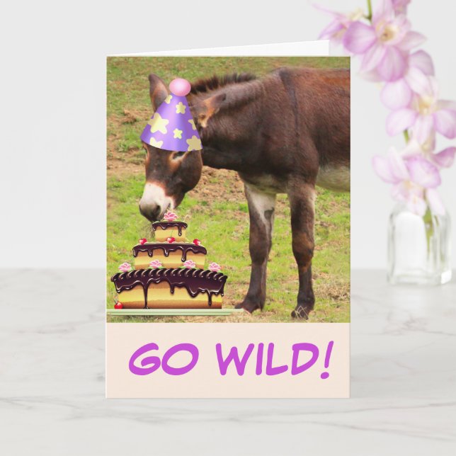Tarjeta Donkey Y Torta De Cumpleaños (Orquídea)