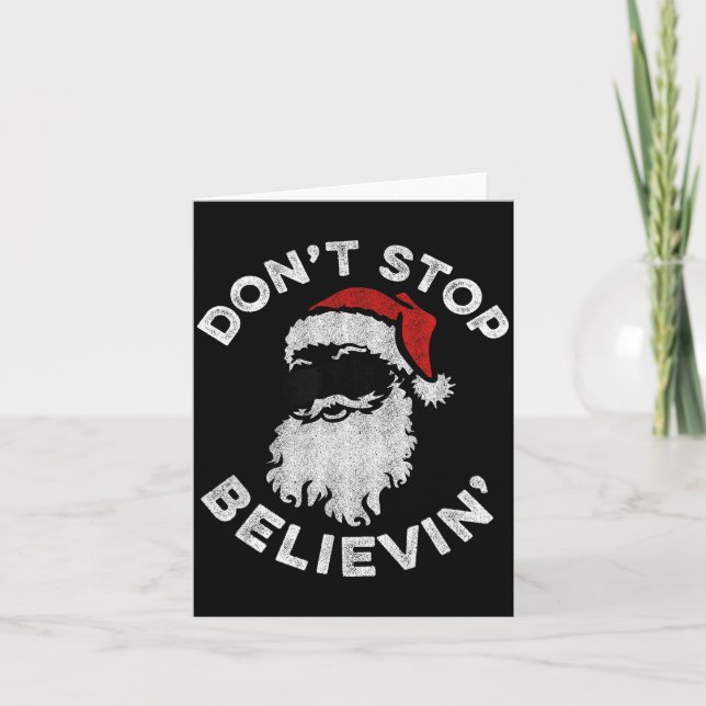 Tarjeta Don't Stop Believin' Cool Shades Santa  (Anverso)