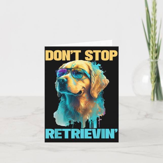 Tarjeta Don't Stop Retrievin - Retro Golden Retriever Dog  (Anverso)