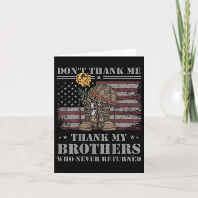 Tarjeta Don't Thank Me Veteran Thank My Brothers Quote Bac (Anverso)