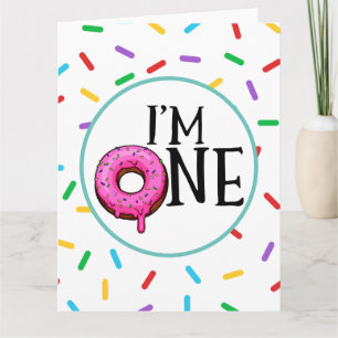 Tarjeta Donut Colorful I'm One First Birthday  