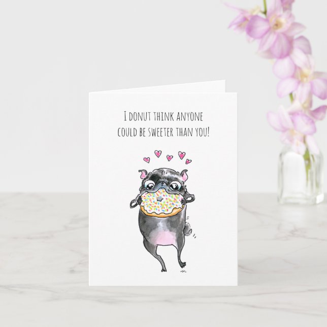 Tarjeta Donut Dance Pug (Orquídea)
