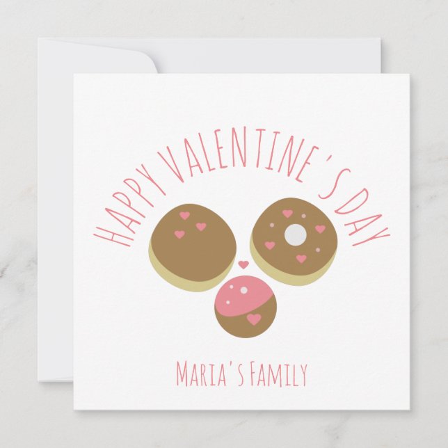 Tarjeta Donut de Cake Pop Día de San Valentín Rosa Rojo Es (Anverso)