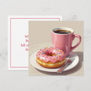 Tarjeta Donut rosado y café   Manteniéndose en contacto
