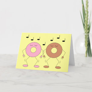 Tarjeta Donuts de baile amarillo claro: en blanco