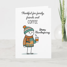 Tarjeta Doodle Agradecido con Café - Feliz Día de Acción d