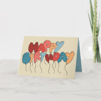 Doodle Balloon Letters Tan y Blue Birday
