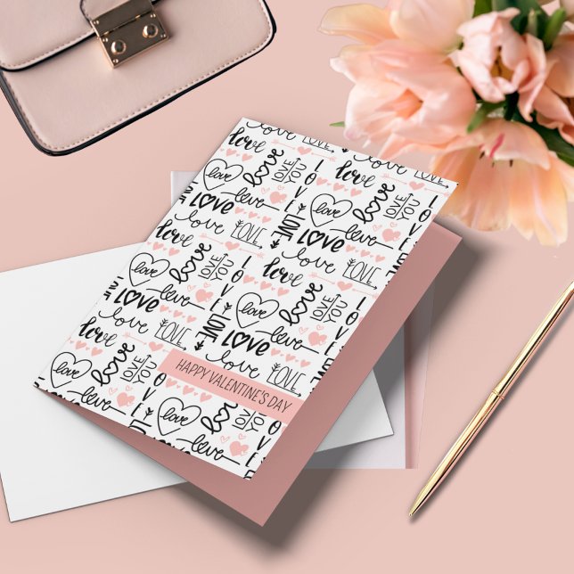 Tarjeta Doodle de Amor Caprichoso con Texto Personalizado  (Custom text whimsical love doodle card is perfect for Valentine's Day, anniversary, or just because.)