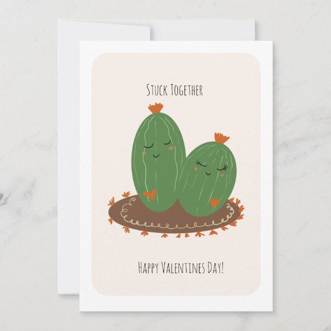 Tarjeta Doodle de Cactus Día de San Valentín  (Anverso)