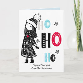 Tarjeta Doodle de Navidad escandinavo divertido personaliz