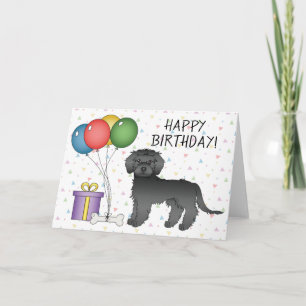 Tarjeta Doodle de oro miniatura negro dibujo animado Feliz