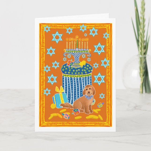Tarjeta Doodle Dog Hanukah (Anverso)