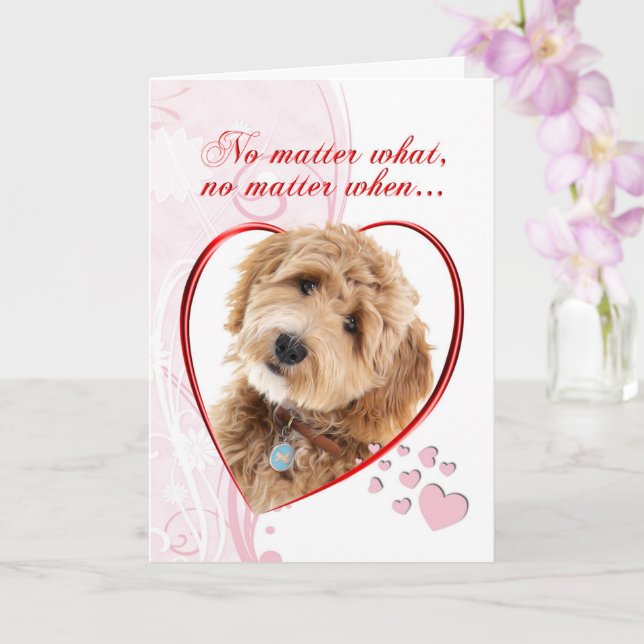 Tarjeta Doodle Dog San Valentín (Orquídea)