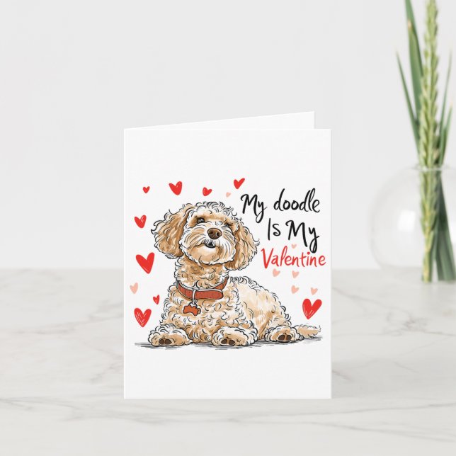 Tarjeta Doodle es mi San Valentín Dueño de perro Goldendoo (Anverso)
