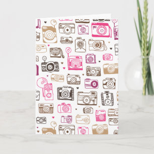 Tarjeta Doodle photo camera vintage card (blanco inside)