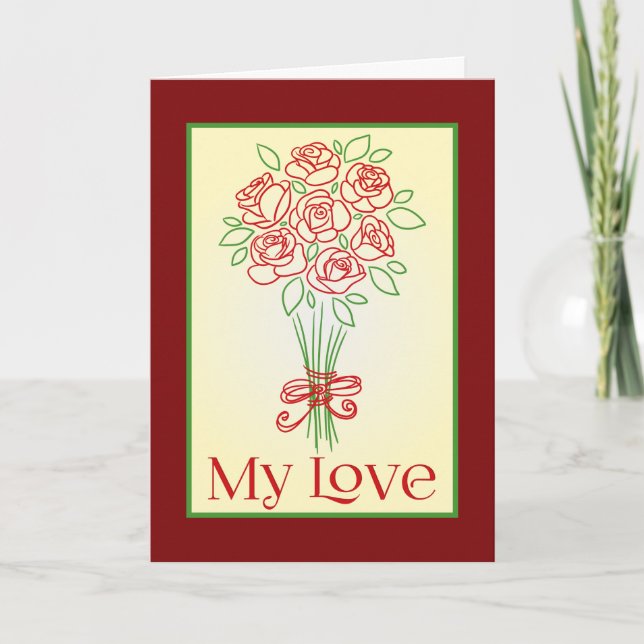 Tarjeta Doodle Rose Bouquet (Anverso)