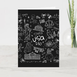 Tarjeta Doodles del aniversario de los 250 años de América