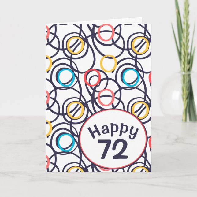 Tarjeta Doodles divertidos para el 72 aniversario (Anverso)