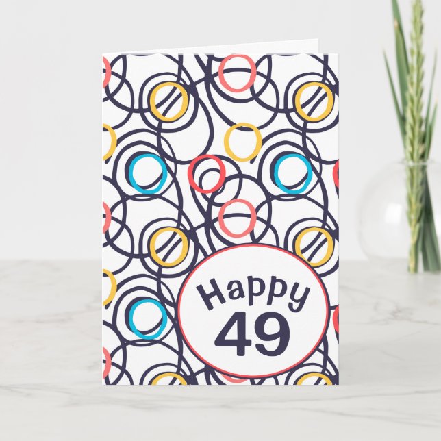 Tarjeta Doodles divertidos para el cumpleaños 49 (Anverso)