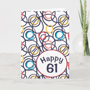 Tarjeta Doodles divertidos para el cumpleaños número 61