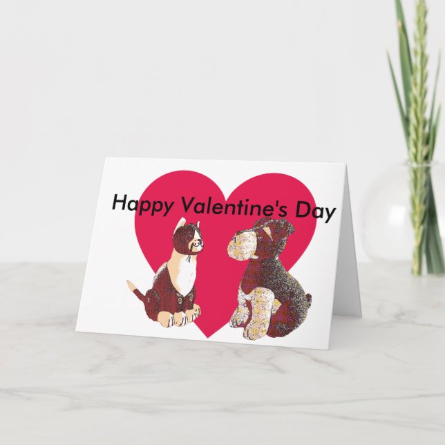 Tarjeta Door Stop Dog and Cat Editable Valentine (Anverso)