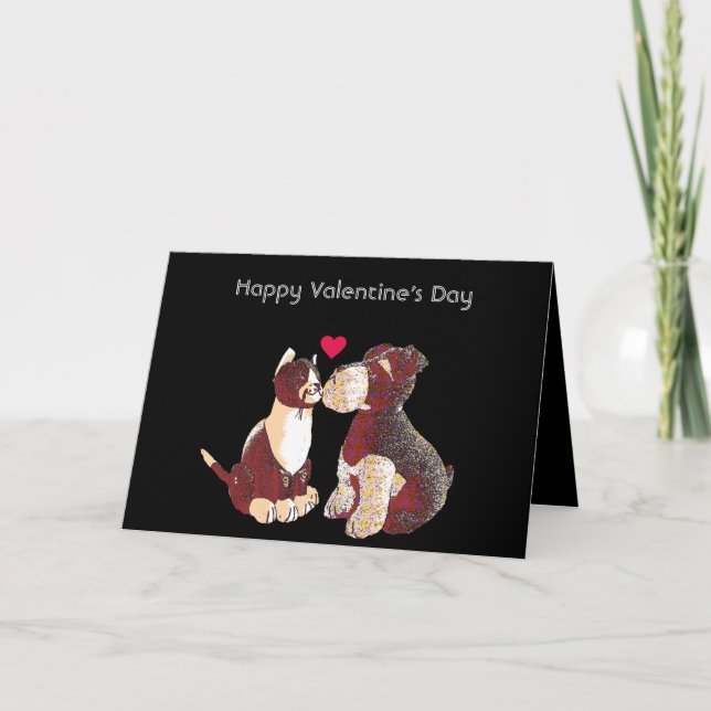 Tarjeta Door Stop Dog and Cat Editable Valentine (Anverso)