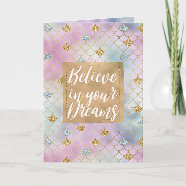 Tarjeta Dorada Aqua Purpurina Dream Purple Rubor Mermaid (Anverso)