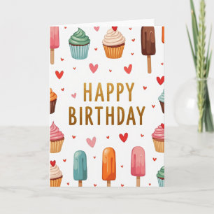 Tarjeta dorada de cumpleaños festivo