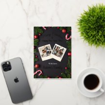 Tarjeta dorada de saludo de Navidad personalizada