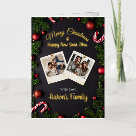 Tarjeta dorada de saludo de Navidad personalizada
