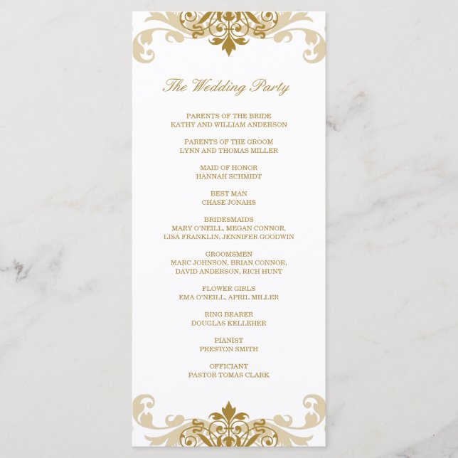Tarjeta dorada elegante de ironworks Boda Rackcard (Anverso)