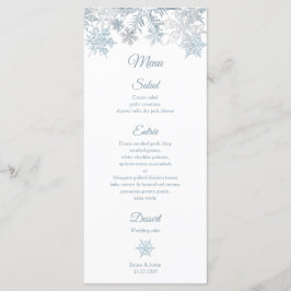 Tarjeta dorada Silver Blue Snowflakes Winter Weddi
