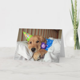 Tarjeta Dorado dorado y somnoliento en pijama cumpleaños