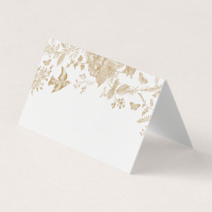 Tarjeta Dorado Toile De Jouy Floral Place Card Decoración