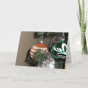 Tarjeta "Dos adornos antiguos de árbol de Navidad"