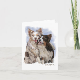 Tarjeta Dos amigos Border Collie de dibujos animados