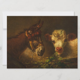 Tarjeta Dos amigos (burro y cordero) (animales de granja)