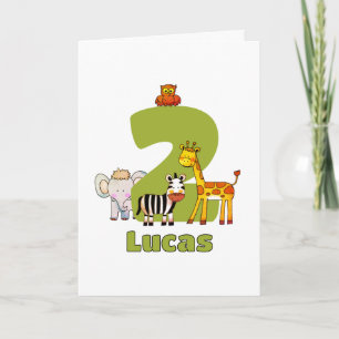 Tarjeta Dos Animales Salvajes de Safari Cumpleaños 2do Nom