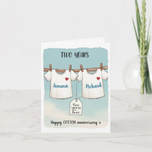 Tarjeta "Dos años de amor" Tee algodón 2º aniversario