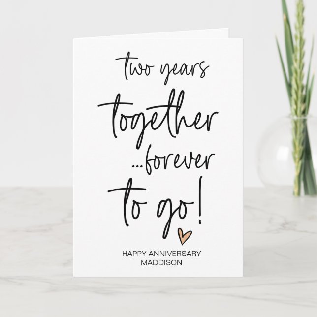 Tarjeta Dos años juntos Aniversario Boda Esposa (Anverso)