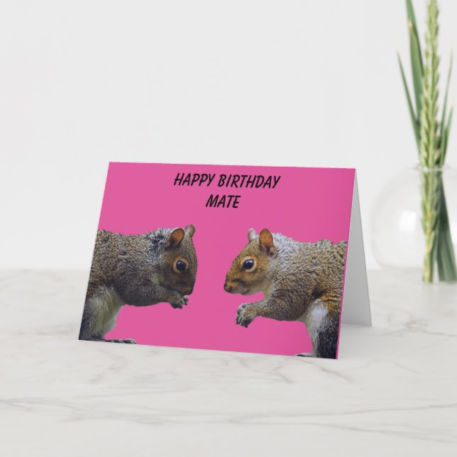 Tarjeta Dos ardillas Feliz Cumpleaños (Anverso)