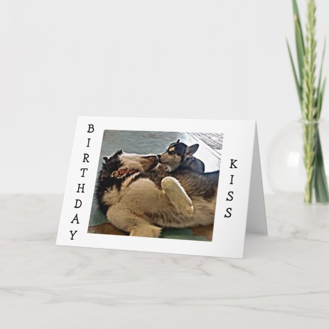 TARJETA DOS BESOS DE CUMPLEAÑOS = FOTOGRAFÍA DE PUP (Anverso)