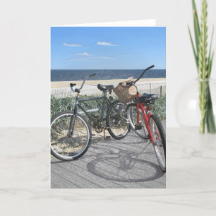 Tarjeta Dos bicicletas en el paseo marítimo de Jersey Shor