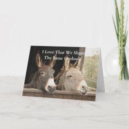 Tarjeta Dos burros comparten la misma opinión en la granja