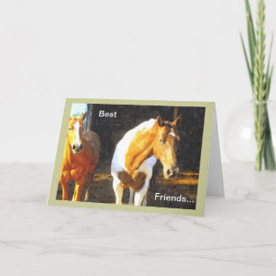 Tarjeta Dos caballos en el prado, condolencia de la