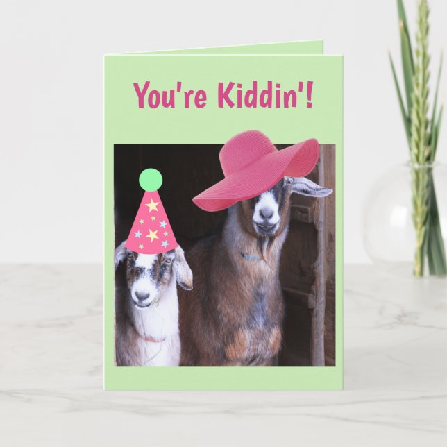 Tarjeta Dos cabras divertidas cumpleaños (Anverso)