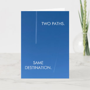Tarjeta Dos caminos mismo destino Saludo minimalista del c