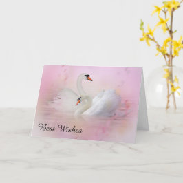 Tarjeta Dos cisnes en Boda de fondo rosado